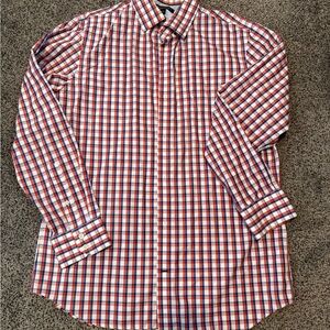 Banana Republic Orange and Blue Plaid Men's Shirt